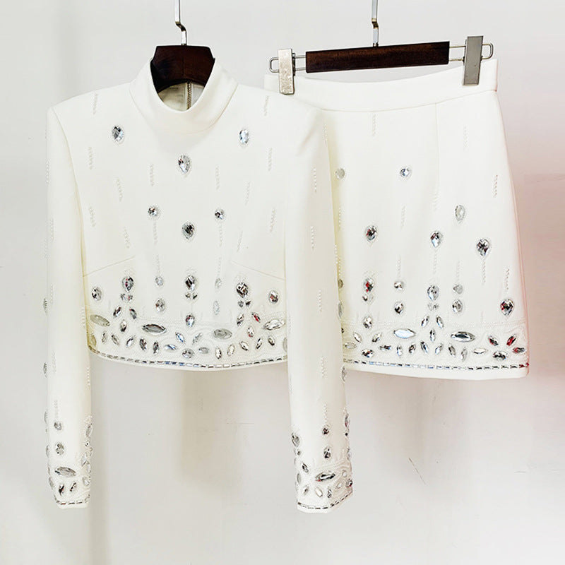 Embellished Two-Piece Set with Short Skirt