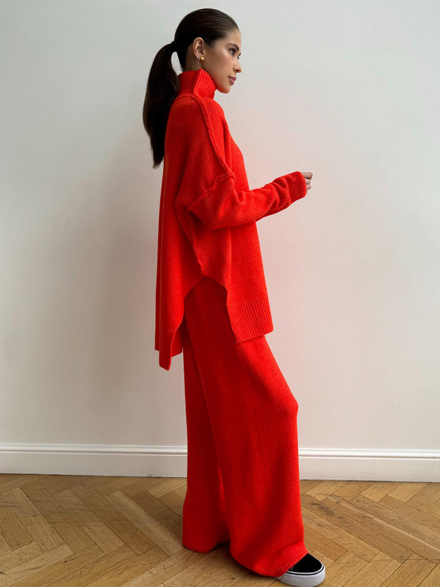 Cozy Turtleneck Sweater Set for Women with Relaxed Fit