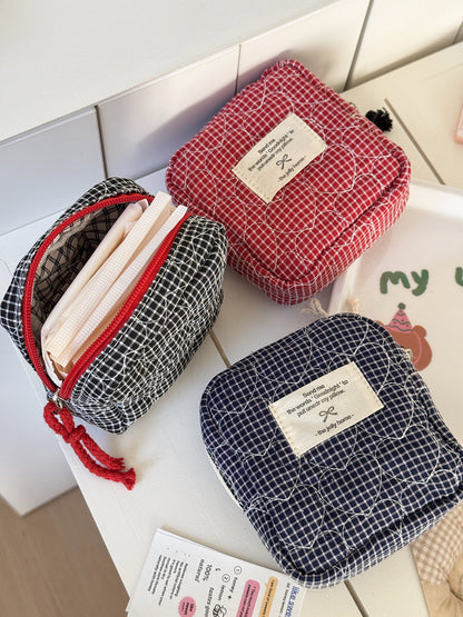 Heart Quilted Cosmetic Bag Stylish Portable Storage