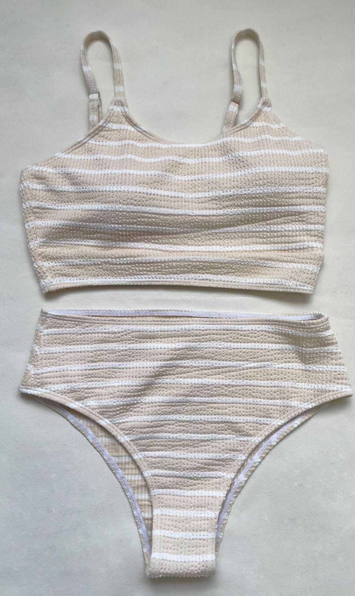 2PCS Striped Slim Spaghetti Swimwear