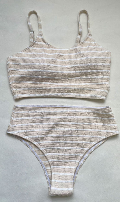2PCS Striped Slim Spaghetti Swimwear