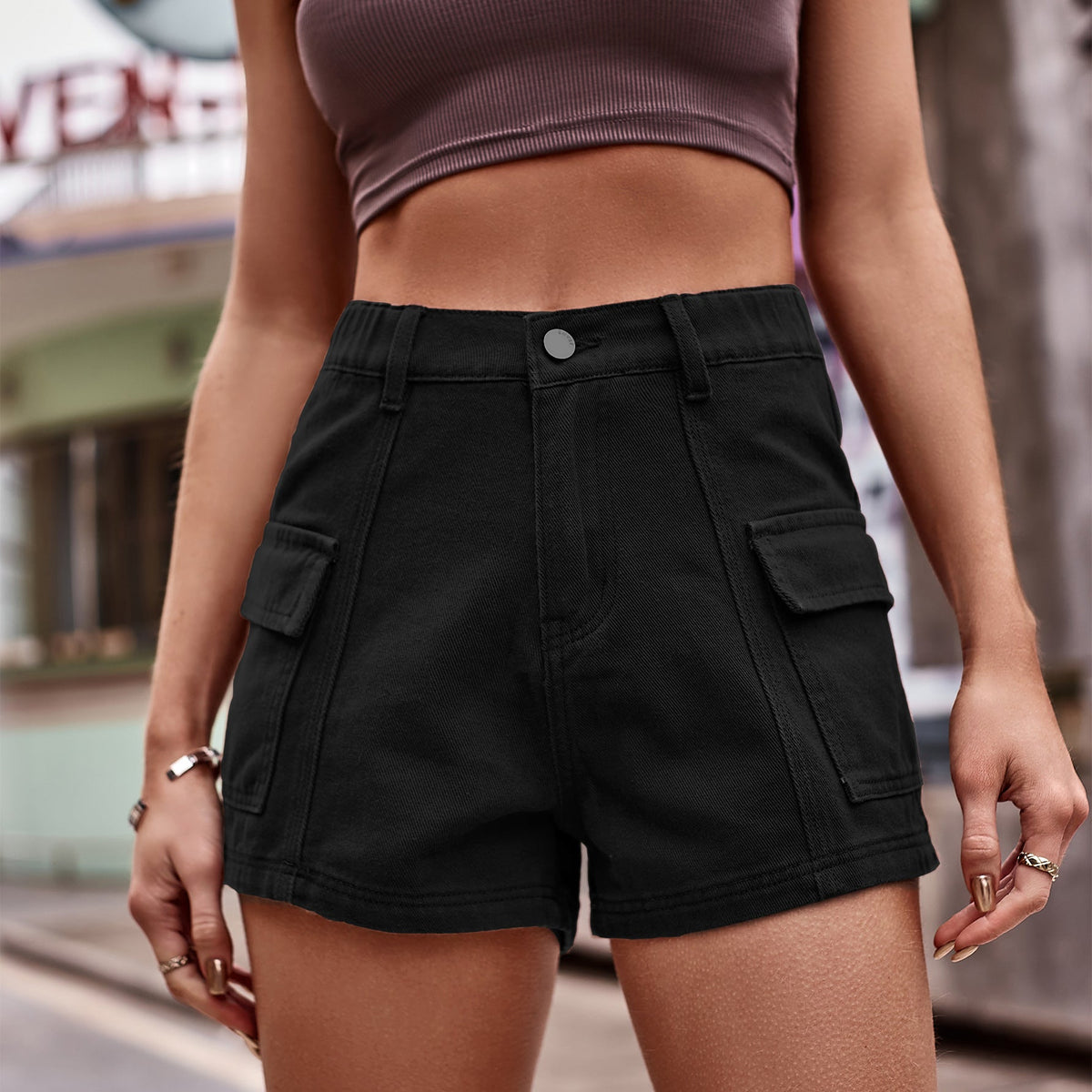 Sexy Denim Cargo Shorts Hot Pants
