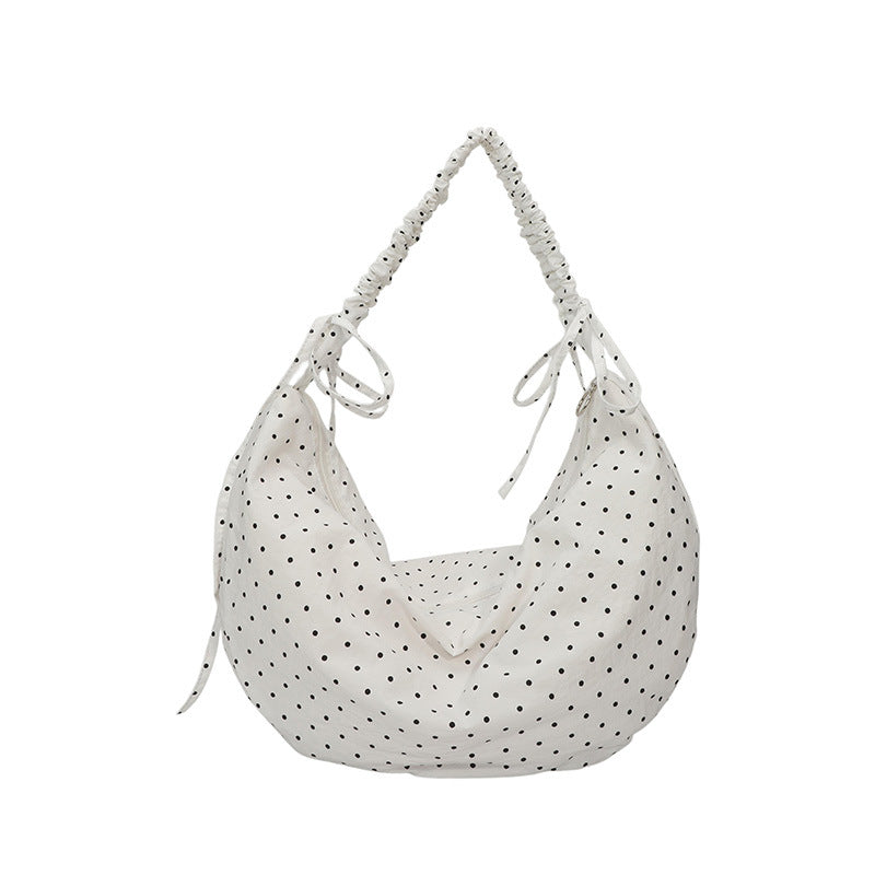Casual Dotted Doughnut Bag Soft Canvas Shoulder Bag