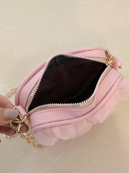 Trendy Heart-Shaped Lace Flower Crossbody Bag
