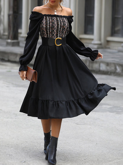New Style Of Elegant Square Neck Design With A Sense Of Waist Closure Dress