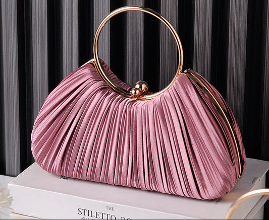 Chic Pleated Peach Evening Bag for Elegant Occasions