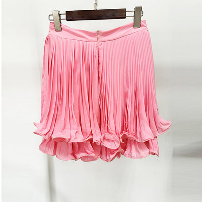 Pleated Chiffon Skirt Stylish Casual Mini Skirt