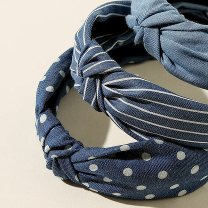 Vintage Demin Stripe Knot Headband