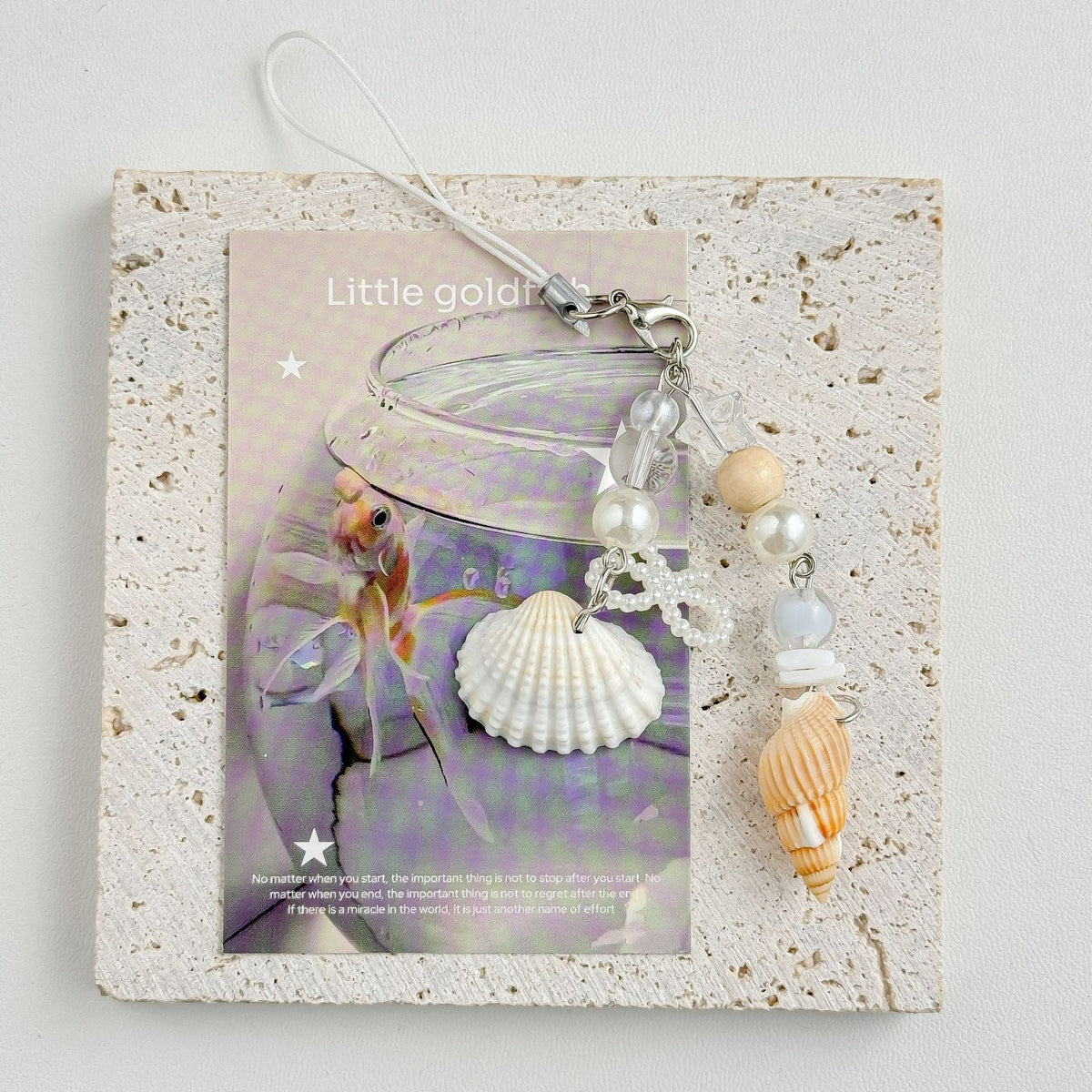 Elegant Pearl Seashell Beaded Keychain Phone Charm