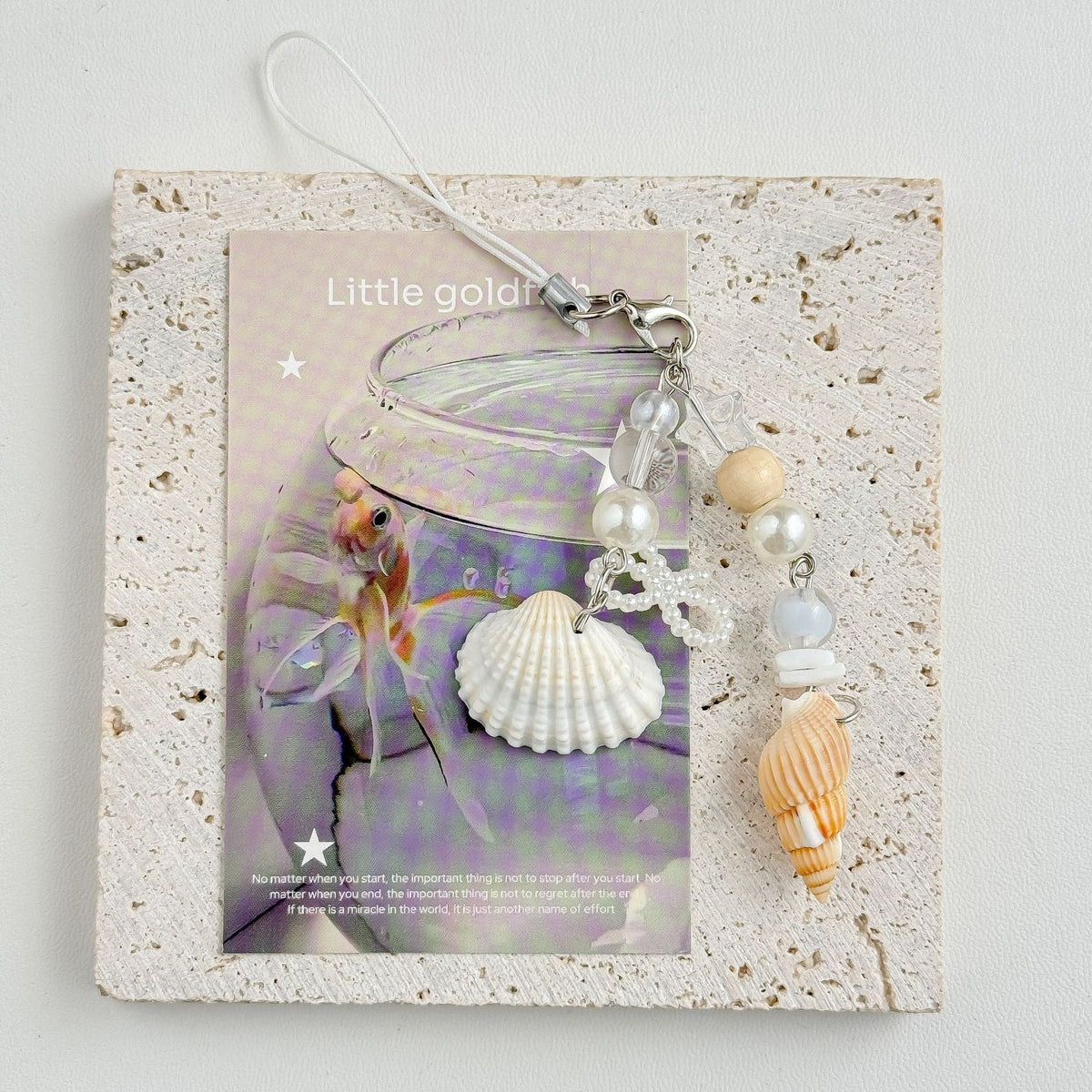Elegant Pearl Seashell Beaded Keychain Phone Charm