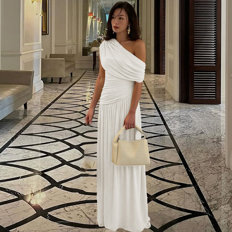 Trendy Off-Shoulder Ruched Dress Elegant Maxi Dress