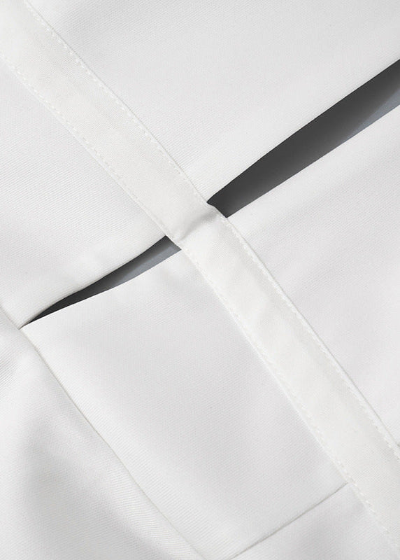 Halter Backless Fit Flare Dress White Fabric