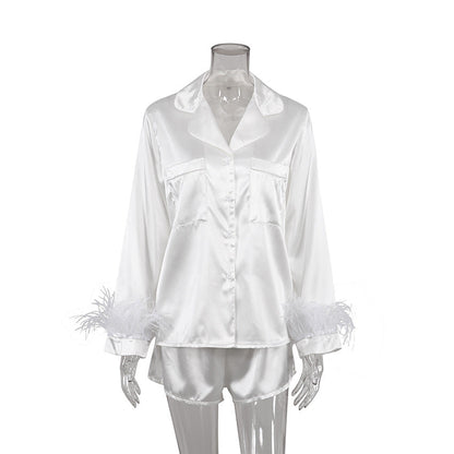 Feather Solid Color Sleepwear Sets
