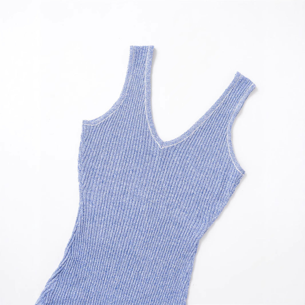 Elegant V-Neck Sleeveless A Line Dress