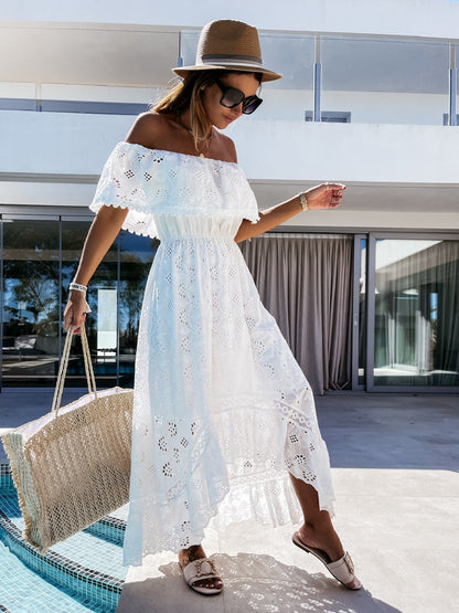 Bohemian Lace Trim Maxi Dress Elegant Beach Dress