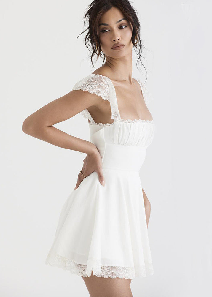 Lace Mini Dress With Corset Back Detail