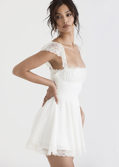 Lace Mini Dress With Corset Back Detail