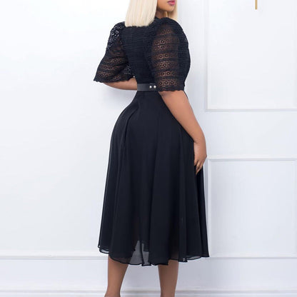 Chic A-Line Chiffon Dress With Beads - Elegant Urban Style