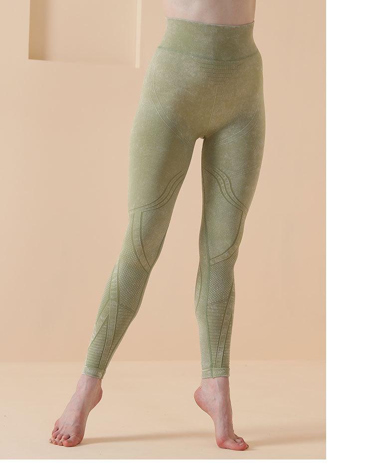 Seamless Washing Pattern Sports Tights Women'S High Waist Hip Bodybuilding Yoga Pants Fitness