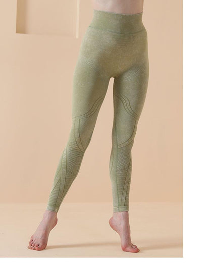 Seamless Washing Pattern Sports Tights Women'S High Waist Hip Bodybuilding Yoga Pants Fitness