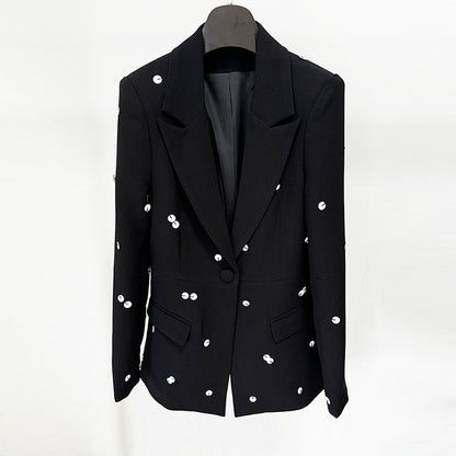 New Color-Blocked Sequined Blazer And Mermaid Skirt Set