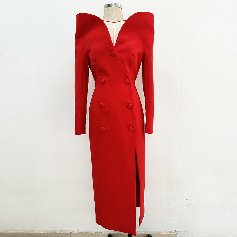 Fashionable Slim Fit Long Trench Coat With Stand Collar