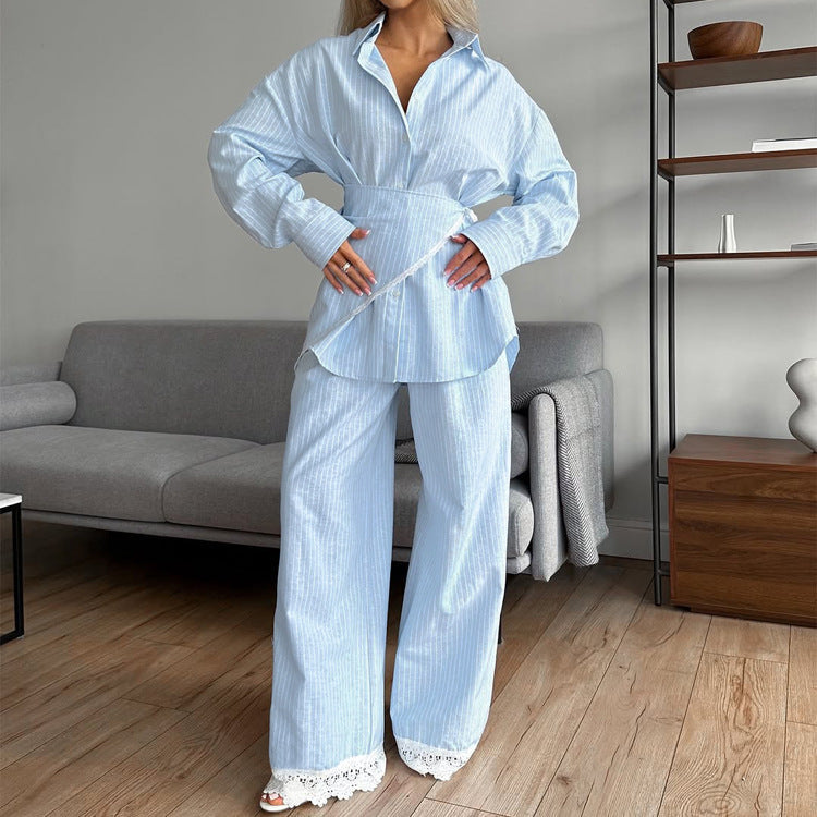Layered Lace Stripe 3-Piece Set for Women