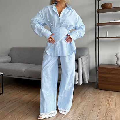 Layered Lace Stripe 3-Piece Set for Women