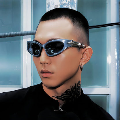 Trendy Outdoor UV Protection Sunglasses Stylish Futuristic Rectangular Shades