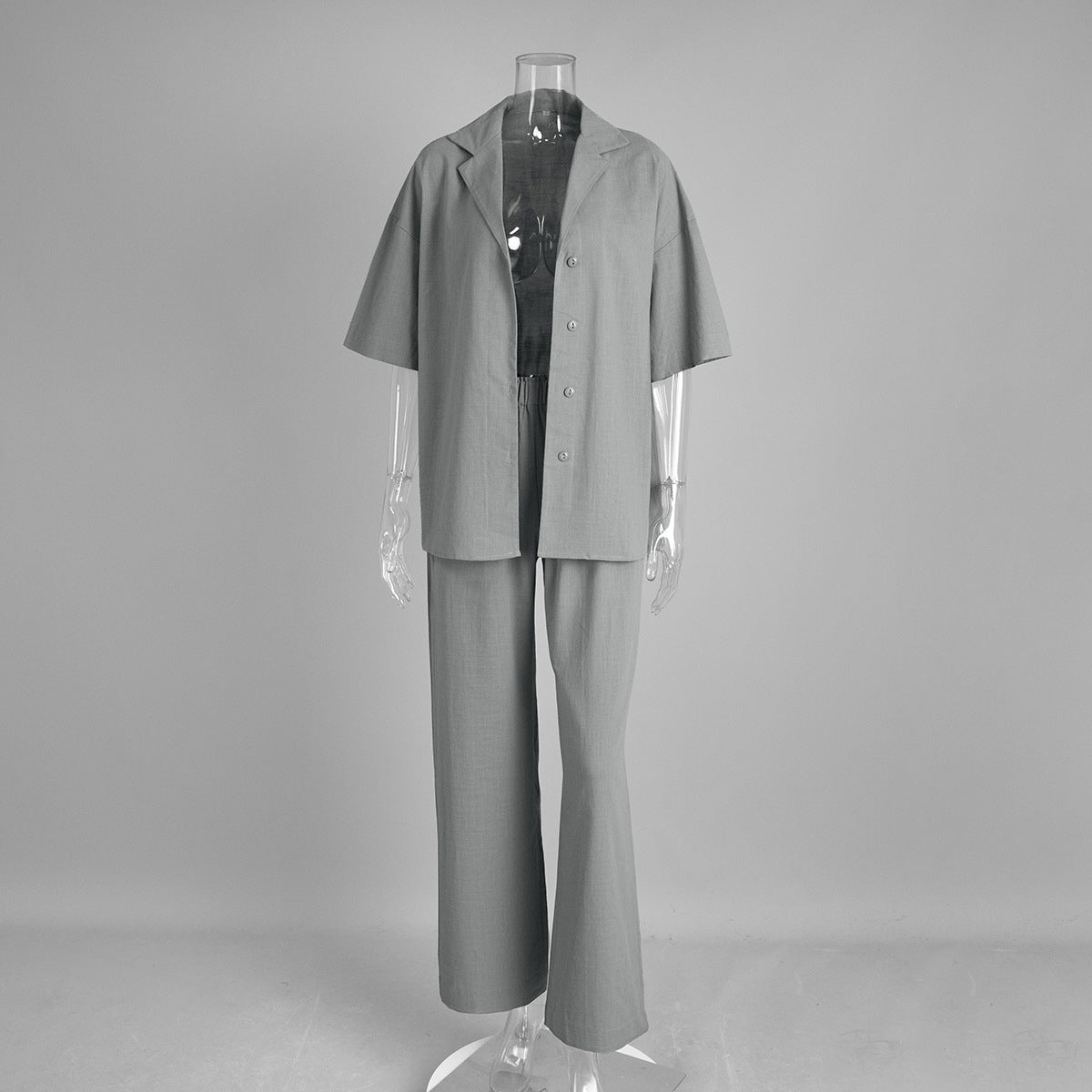 Cotton Casual Short Sleeve Top and Pants Set