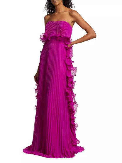 2025 Summer New Pleated Chest-Wrapped Big Pendulum Dress
