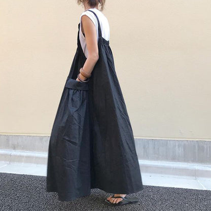 Spot  Skirt Suit In Mid-Summer Long Big Pocket Knee-Length Aging Pocket Cute Japanese Bib Skirt
