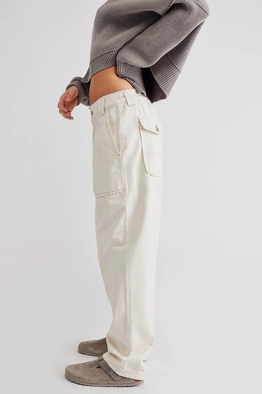 Casual Mid Waist Solid Color Denim Pants