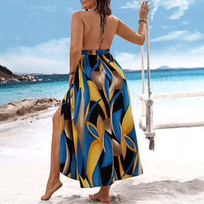 Beach Chic Floral Print Maxi Dress With Side Slit