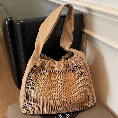Hollow Nylon Tote Bag Stylish Casual Large Capacity Shoulder Bag