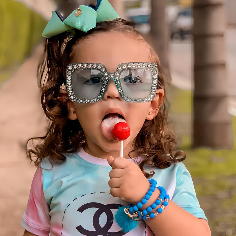 Bling Round Sunglasses for Kids Stylish UV400 Beach Sunglasses