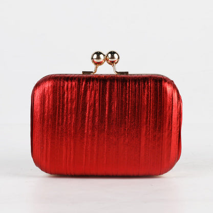 Metallic Pleated Evening Clutch Bag Stylish Formal Purse