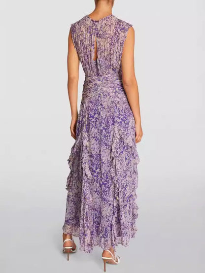 Off-Shoulder Floral Chiffon Maxi Dress For Women
