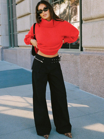 Trendy Women's Casual Wide-Leg Pants with Side Pockets