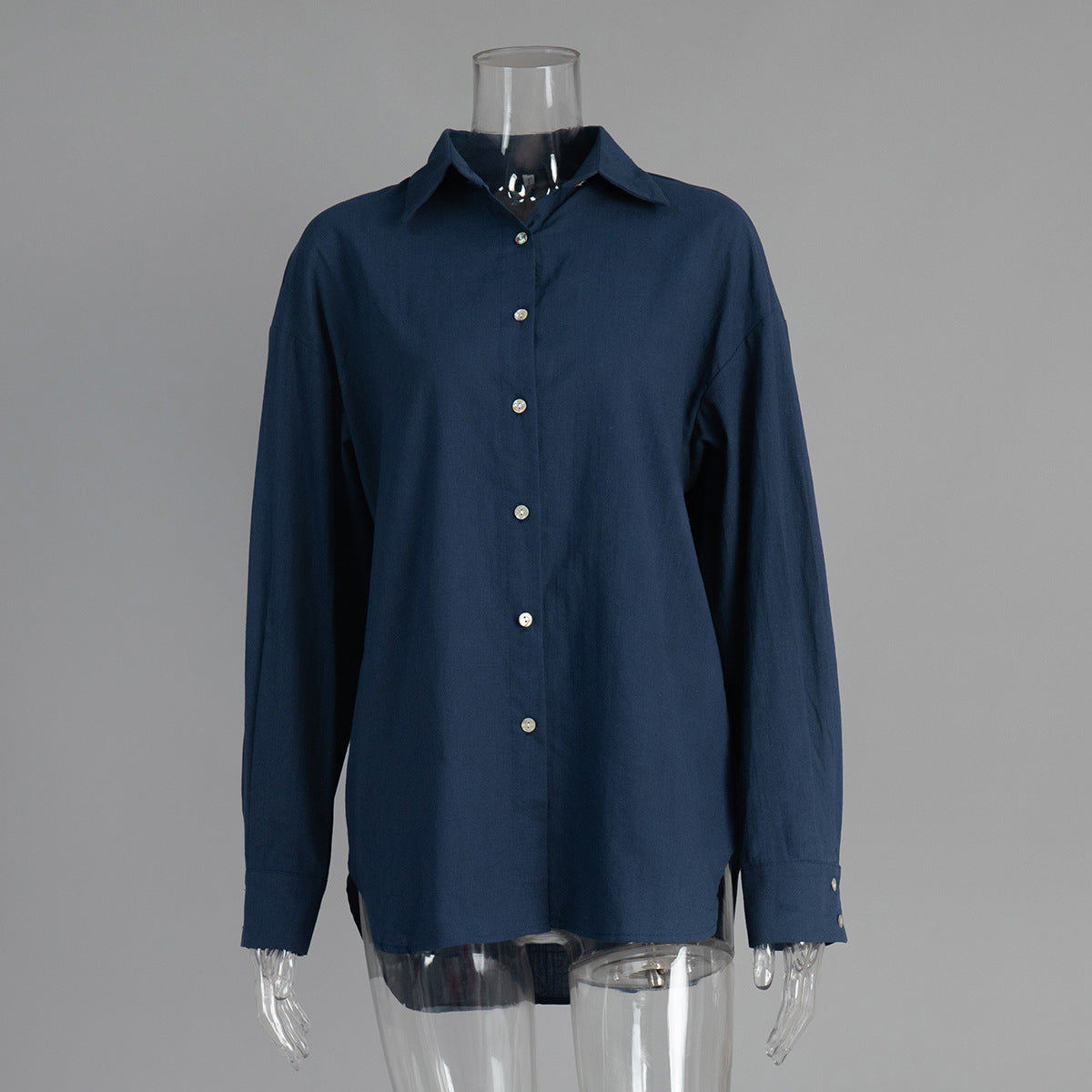 Trendy Casual Cotton Shirt Solid Color Relaxed Fit