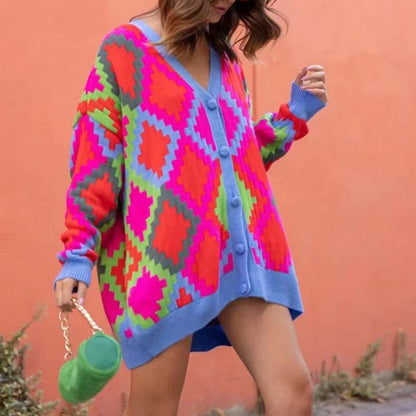 Autumn And Winter New Women'S Knitted Cardigan Loose Sweater Coat Sweater Cardigan