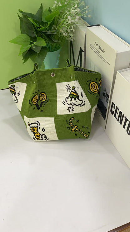 Cute Reindeer Portable Christmas Woven Gift Bag