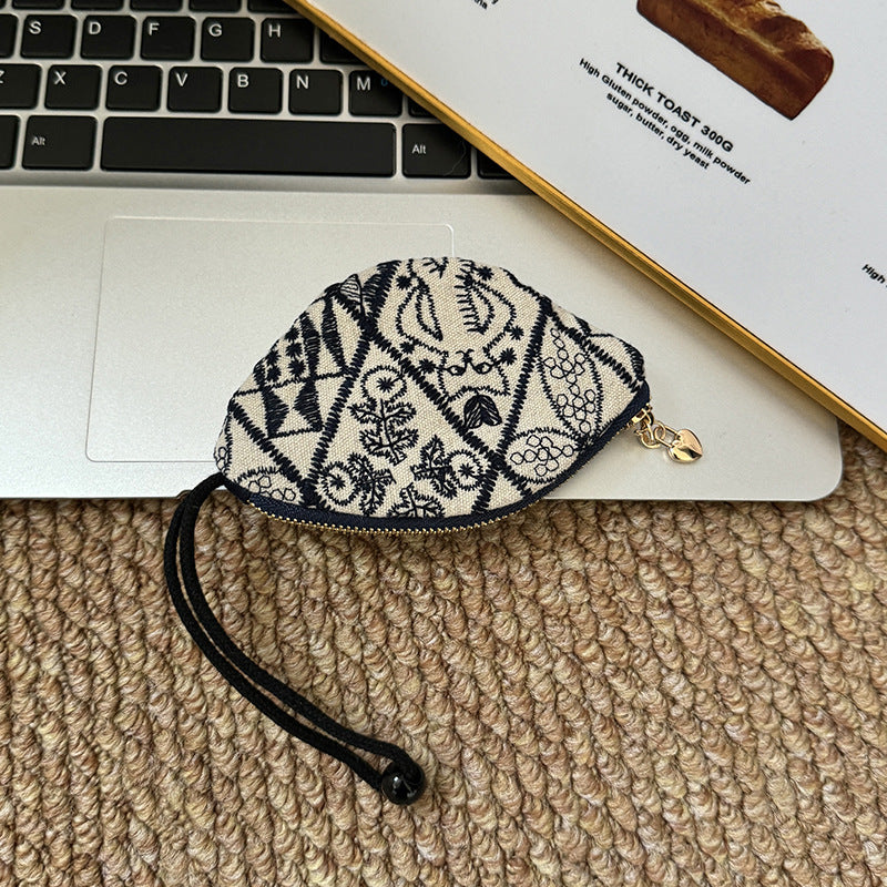 Minimalist Embroidered Mini Coin Purse Wallets