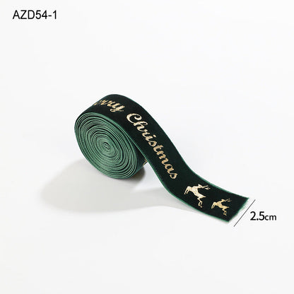 Christmas Velvet Gold Foil Bow Ribbon