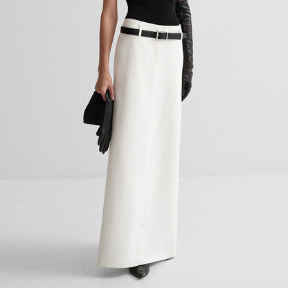 White A-Line Midi Skirt Trendy Casual Commuter