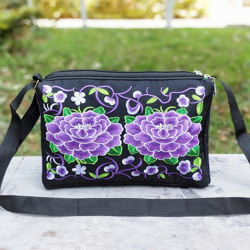 Antique Double-Sided Embroidery Crossbody Bag Small Bag Crossbody Bag Women'S Canvas Shoulder Bag
