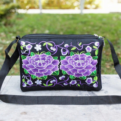 Antique Double-Sided Embroidery Crossbody Bag Small Bag Crossbody Bag Women'S Canvas Shoulder Bag