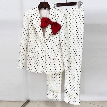 Polka Dot Blazer Jacket Pants Set