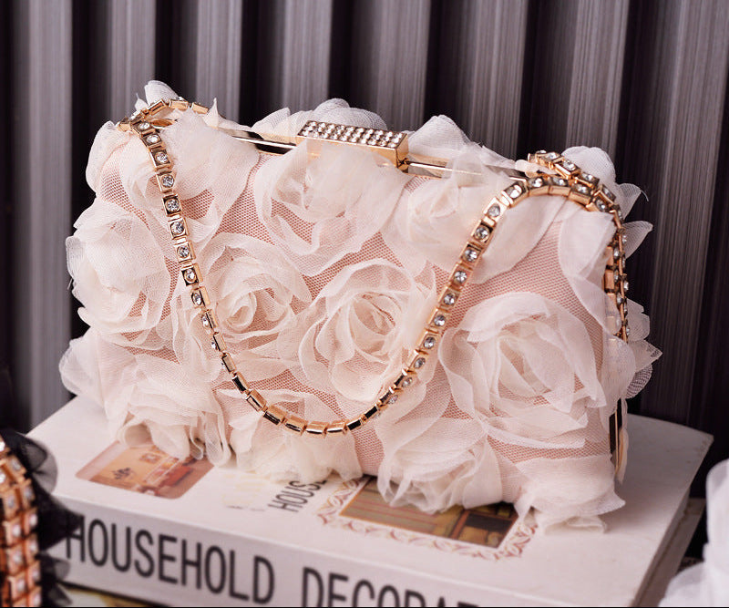 Chic Floral Chiffon Evening Clutch Party Bag
