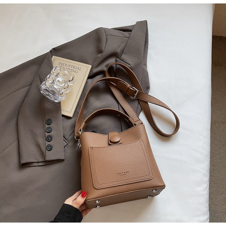 Trendy Bucket Bag Casual PU Tote Bag for Daily Use